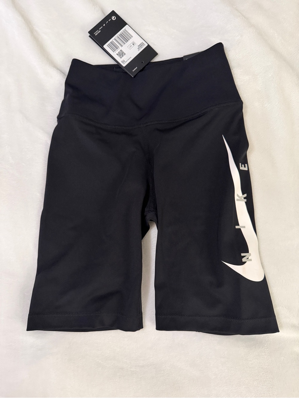 Nike Black Workout Shorts with White Swoosh Accent - NWT